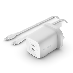 Dual USB-C® GaN Wall Charger with PPS 65W + USB-C to USB-C Cable